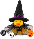 wonuu Halloween Rubber Duck Witch Duck Car Decorations Halloween Accessories Witch Hat Pumpkin Skull and Cloak, Long Black Skirt