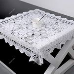 Yizunnu Square Vintage Tablecloth Hand Crochet Lace Table Topper Woven Openwork Sofa Towel Doilies 24 inch