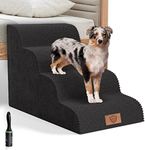 Myiosus Dog Steps for Bed, 4 Steps Foam Dog Stairs with Washable Plush Cover, Non-Slip Pet Ramp Ladder for Small Dogs and Cats, 73 x 40 x 53cm - Send Lint Roller