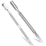 Cuticle Pusher Tool Kit, 2 Pack Stainless Steel Nail Cuticle Cleaner Tool Dual Head UV Gel Nail Polish Remover Tool Nail Art Cuticle Trimmer for Removing Dead Skin on Fingers, Nail Art(2-piece set)