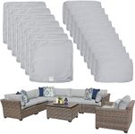 ClawsCover 17Pack Outdoor Seat and Back Cushions Replacement Covers Fit for 8 Pieces 7-Seater Wicker Rattan Patio Furniture Conversation Set Sectional Couch,Gray-Include Cover Only