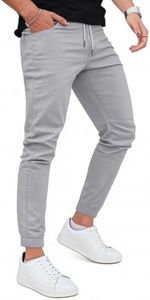 GINGTTO Mens Slim fit Joggers Chino Fitted Casual Lightweight Pants for Men Outdoor Drawstring (Light Grey,28)