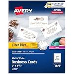 Avery Clean Edge Laser Business Cards, White, 2 x 3.5 Inches, Box of 2000 (5870)