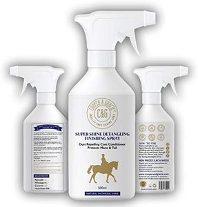 C&G Pets | Horse Super Shine Detangling Finish Spray | Dust Repelling Coat Conditioner Natural Ingredients | Protects Mane Tail Natural Shine Quick Grooming Detangler Hair Skin Nourishment (500ML)