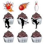 MEFENG 18Pcs Bowling Cupcake Toppers - Bowling Lovers Party Supplies Glitter Cake Decor - Bowling Alley Party Decorations - Indoor Sport Birthday Party Cake Decorations Supplies