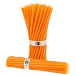 Danilovo Pure Beeswax Candles - No-Drip, Smoke-Less, Tall, Thin Taper Candles – Decorative Candles for Church Prayer, Decor or Birthday Candles – Honey Scented Candles – 18,5 x 0,61 cm (Orange, 50pcs)