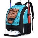 oscaurt Baseball Softball Bag Backpack, Youth Kids Baseball Bat Bags Youth Boys Bag, Adult Girls Softball Tball Bag with Fence Hook and Helmets Shoes Compartment (B-Blue)