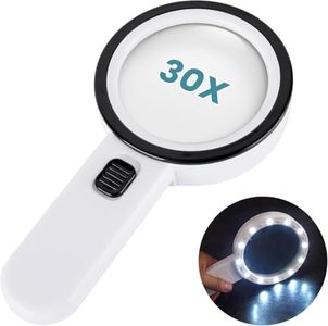 Anokasa LED Magnifying Glass with 12 Lights, 30X Double Glass Lens, Ideal for Reading, Coins, Stamps, Maps, Inspection