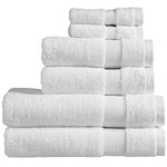 Christy Refresh Bath Towel Set | Set of 6 | 2 Bath 2 Hand 2 Face | Quick Dry | Tonal and Stylish | Soft Absorbent Bathroom Towels | 100% Cotton 550GSM | Machine Washable | White