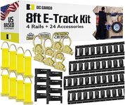 DC Cargo Mall E Track Rail Tie-Down Kit - 28 Piece Set Etrack kit -8' Rails, End Caps, Rope Tie Offs & O Ring Anchors - E track Accessories System Starter Kit for Securement in Trucks, Vans & Trailers