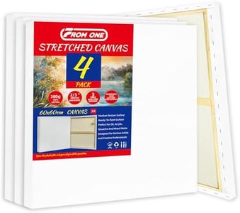 4 Pack Stretched Canvases 23.62 x 23.62 inch (60x60cm) – 380gsm (13.4oz) Heavy-Duty Cotton Canvas with Triple Gesso & Acid-Free Coating for Professional Oil & Acrylic Artists