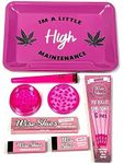 Wise Skies Pink High Maintenance Rolling Tray Set Choose Your Crusher Rolling Papers Tips Cone Holder Pre-Rolled V-Holder (55mm Set)