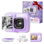 Kids Camera 1080P HD Instant Print Camera for Kids, Christmas Birthday Gifts for 3 4 5 6 7 8 9 10 11 12 Year Old Kids, Instant Camera with 32GB SD Card & 3 Rolls Printing Paper, Purple