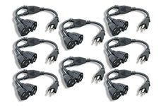 Cablelera Power Cord Extension and Splitter NEMA 5-15P to NEMA 5-15R x 2 16 AWG 13A 125V 14" 8 Pack (ZPK037SI-08)