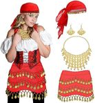 Sureio 4 Pcs Women Gypsy Pirate Cos