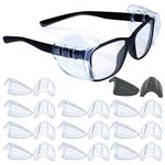 Safety Eye Glasses Side Shields,Slip On Clear Side Shields for Safety Glasses Fits Small to Medium Eyeglasses Frames 10 Pairs Clear