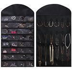 Ezigoo Hanging Jewellery Organiser Large Double Sided Black Jewelry Organiser- Jewellery Hanger Jewellery Holder, Earring Holder All In One, Wardrobe Storage Organiser