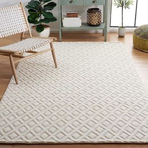 SAFAVIEH Vermont Collection Area Rug - 6' x 9', Ivory & Gold, Handmade Trellis Wool, Ideal for High Traffic Areas in Living Room, Bedroom (VRM304D)