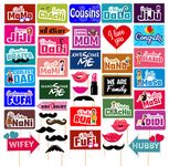 Party Propz Baby Shower Props For Photoshoot- 42pcs | Maternity Props For Photoshoot | Birthday Props(Multicolor) |Wedding Props, Mehendi Props, Haldi Props for Bride and Groom Family Props(Cardstock)