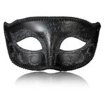 MYSEUNI 2024 New Black Masquerade Mask for Men- Retro Venetian Mens Mascarade Mask for Cosplay Halloween Party Mardi Gras Mascarade Ball