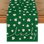 Artoid Mode Green Lucky Shamrock St. Patrick's Day Table Runner, Seasonal Spring Holiday Kitchen Dining Table Decoration for Indoor Outdoor Home Party Decor 13 x 36 Inch