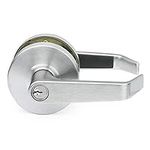 Lawrence Commercial Lever Door Lock - Heavy Duty Locking Commercial Door Handle Keyed Entry, Grade 2 Door Handle with Lock and Key - Brushed Chrome, Storeroom Function