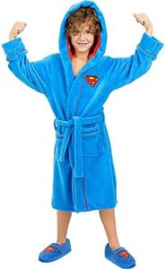 Funidelia | Peignoir Superman pour garçon Super héros, DC Comics - Accessoires & Linge maison - Cadeaux originaux enfants pour Noël, anniversaires & autres fêtes - Taille 3-4 ans - Bleu