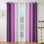 HOMEIDEAS Purple Ombre Blackout Curtains, 52 X 96 Inch Length Gradient Color Room Darkening Curtains with Grommet Thermal Insulated Window Curtains & Drapes for Living Room, Bedroom, 2 Panels