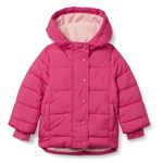 Amazon Essentials Girls' Heavyweight Hooded Puffer Jacket, Pink, 6-7 Years