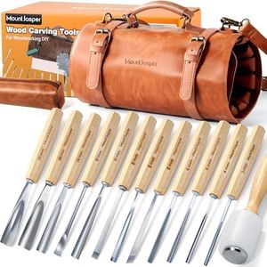 Wood Carving Tools, Wood Carving Kit of 12 Chisels, 1 Nylon Hammer & Leather Bag, Semi-Circular Edge Wood Chisel Set Whittling Kinves Kit, Carving Knife Set for Beginners, Carpenters