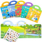 5 Packs Reusable Sticker Books, 3D Puffy Sticker Book for Age 2-6 Year Old Boys Girls, Scene Storybook Toddlers Sticker Books Educational Learning Toy Gifts