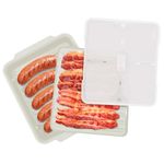 MMUGOOLER Microwave Easy Bacon Maker/Cooker with Lid, Safe, Fast, Non-Staining, Double Baking Pan (White)