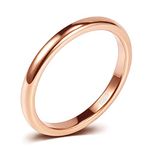 SOMEN TUNGSTEN 2mm Thin Tungsten Carbide Ring Wedding Band Rose Gold/Silver High Polish Comfort Fit Size 4