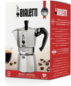 Bialetti Moka Express 6-Cup Stovetop Coffee Maker, Silver