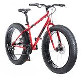 Mongoose Dolomite Fat Tire Mountain Bike, for Men and Women, 26 Inch Wheels, 4 Inch Wide Knobby Tires, 7-Speed, Adult Steel Frame, Front and Rear Brakes, Red