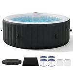 Aoxun Inflatable Hot Tub 208X208CM, 60% More Energy Efficient, Portable Lazy Spa with 1800W Heater & 130 Air Jets Massage System, Fits Small Bathroom & Garden, Includes Insulated Cover & Filter, Black