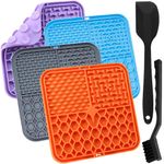 4 Pcs Licky Mats for Dogs Puppy, Lick Mats with Suction Cups for Pet Slow Feeding Bathing and Training, Anxiety Relief Dog Food Mats with Cleaning Tool, Spreader