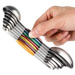 Magnetic Measuring Spoons Set of 7 Stainless Steel Stackable Dual Sided Teaspoon Tablespoon for Measuring Dry and Liquid Ingredients, Fits in Spice Jar