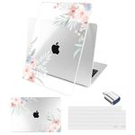 Batianda Compatible with MacBook Air 13.6 inch Case 2024 M3 Chip Model A3113, Plastic Crystal Hardshell Keyboard Cover for New MacBook Air 13 inch A2681 (M2) & USB-C OTG Adapter, Watercolor Floral