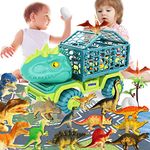 Dinosaur Truck Toys for Kids 3-5, Tyrannosaurus Car Toy with 15 Dino Figures,Large Activity Play Mat, Dinosaur Eggs, Dinosaur Play Set for Boys and Girls,Easter Gifts,Christmas Xmax