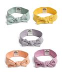 Mi Arcus Solid Cotton Headbands For Baby Girls 0-6 Months Pack Of 5