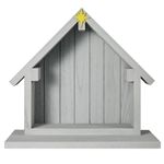 Wooden Nativity Creche Wood Nativity Scene Manger Village Christmas Stable Creche Nativity Scene Backdrop Accessory for Indoor Christmas Holy Family Tabletop Decoration, 13.5 x 12.5 Inch (Gray)