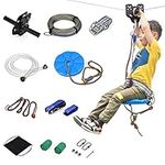 GYMAX 100FT Zipline Kit for Backyard Kids and Adults, ASTM Approved 400LBS Zipline with Stainless Steel Trolley Handle, Adjustable Seat, 6FT Spring Brake & Safety Belt