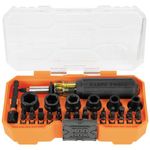 Klein Tools 33805 Proflex 38-Piece Impact Driver Bit Set with Modular Case, S2 Steel, Magnetic, Adjustable Screwdriver, 29 Bits, 6 Socket Sizes