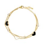 Feilifan Gold Double Layer Heart Bracelet for Women 18K Gold-Plated Stainless Steel Hypoallergenic Women's Girl's Bracelet