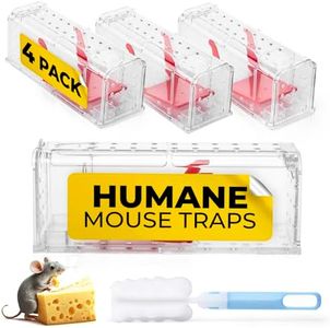 Humane Mouse Trap Pack of 4 - Live Mouse Traps Catch and Release Trap for Indoor and Outdoor Use - Reusable Mouse Traps, Safe & Effective No Kill Mouse Traps - Humane Mouse Traps Catch and Release