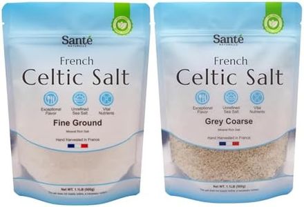 Sante Naturelle Celtic Salt Bundle (Fine Ground & Grey Coarse) - 1.1lb (18oz) Pack of 2. Unrefined Organic French Sea Salt, Rich in 82+ Minerals Salt, 100% Natural & Hand Harvested Sal Celtica