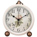 Maxspace Classic Vintage Clock - Elegant and Decorative Analog Clock,Silent Non-Ticking Clock with Distressed Metal Frame for Office, Living Room or Bedroom