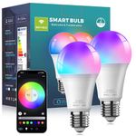 Tenmiro Smart Light Bulbs, 9W A19 Color Changing Light Bulb Work with Alexa, Google Assistant & Google Home, Music Sync WiFi & Bluetooth LED Bulbs Dimmable 800LM