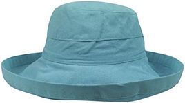 Top Headwear Womens's Cotton Hat Big Brim with Inner Drawsting UPF 50+, Lagoon